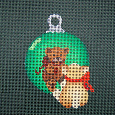 Reflections in Shimmering Globe - Bear - Hand Painted Needlepoint Canvas from dede's Needleworks