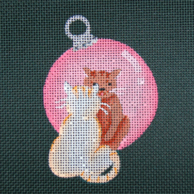 Reflections in Shimmering Globe - Cat - Hand Painted Needlepoint Canvas from dede's Needleworks