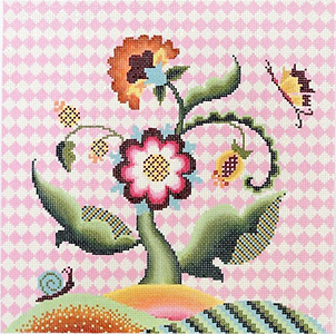 Jacobean Sunrise Hand Painted Needlepoint Canvas from Abigail Cecile
