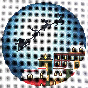 Christmas Eve Town Ornament Hand Painted Needlepoint Canvas from Abigail Cecile