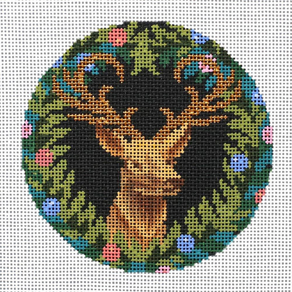 Royal Stag Ornament Hand Painted Needlepoint Canvas from Abigail Cecile