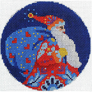 Folk Santa Ornament Hand Painted Needlepoint Canvas from Abigail Cecile