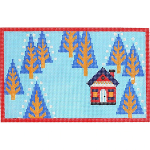 Woodland Home Winter Hand Painted Needlepoint Canvas from Abigail Cecile