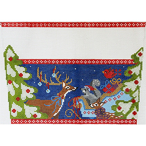 Woodland Animals Stocking Cuff Hand Painted Needlepoint Canvas from Abigail Cecile