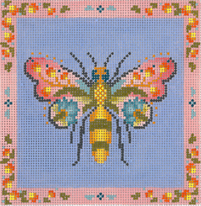 Garden Bee Hand Painted Needlepoint Canvas from Abigail Cecile