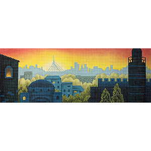 Rooftops of Jerusalem Hand Painted Needlepoint Canvas from Abigail Cecile