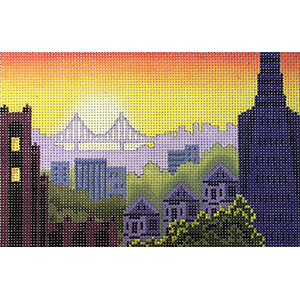 Rooftops of San Francisco Postcard Hand Painted Needlepoint Canvas from Abigail Cecile
