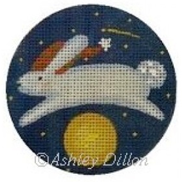 Moon Rabbit Hand-painted Christmas Ornament Canvas from Ashley Dillon