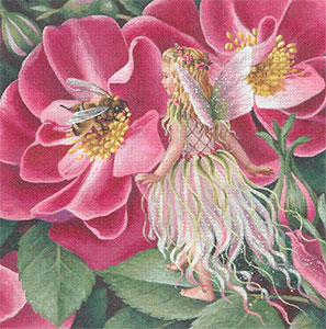 Wild Rose Fairy hand painted design by Liz Goodrick-Dillon
