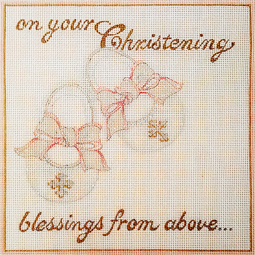 Ann Scott Designs - Blessings From Above Christening Hand Painted Needlepoint Canvas