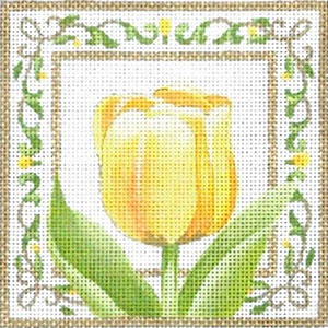 Liz Goodrick-Dillon Hand Painted Needlepoint - Yellow Tulip