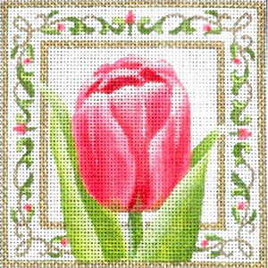 Liz Goodrick-Dillon Hand Painted Needlepoint - Pink Tulip