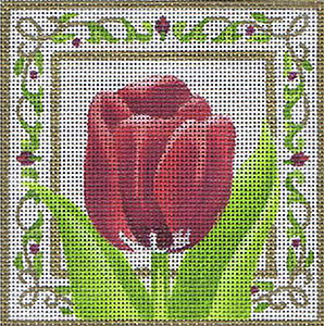 Liz Goodrick-Dillon Hand Painted Needlepoint - Purple Tulip