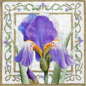 Liz Goodrick-Dillon Hand Painted Needlepoint - Purple Iris