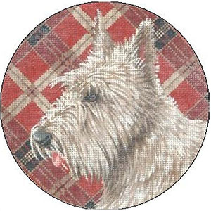 Liz Goodrick-Dillon Hand Painted Needlepoint - White Scottie