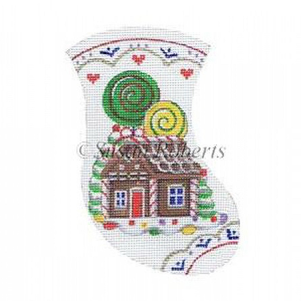 Gingerbread House Needlepoint Mini Stocking