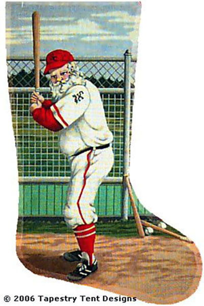 Baseball Santa Needlepoint Stocking Canvas