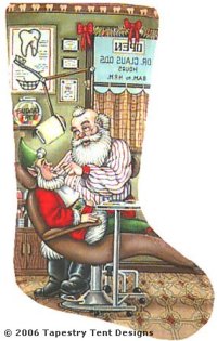 Santa Dentist Needlepoint Stocking Canvas