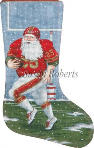 Football Santa - 18 Count Needlepoint Stocking Canvas