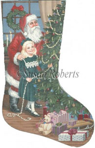 Lisa and Santa Needlepoint Stocking Canvas