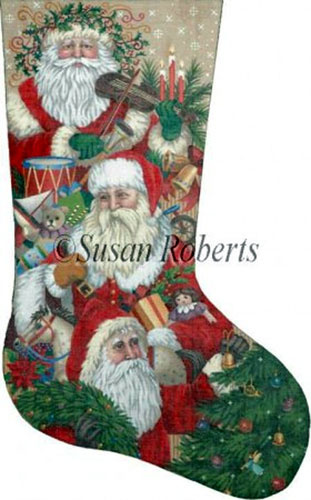 Victorian Parade of Santas Needlepoint Stocking Canvas