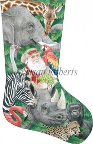 Safari Santa Needlepoint Stocking Canvas