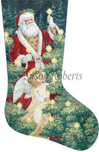 Lighting the Trees - 13 Count Needlepoint Stocking Canvas