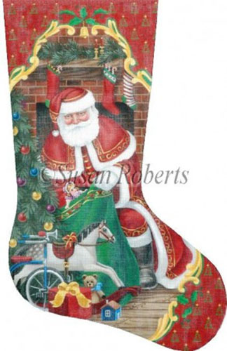 Santa's First Stop Needlepoint Stocking Canvas