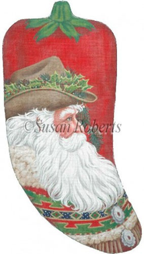 Santa Pepper Sock Hand Painted Needlepoint Stocking Canvas