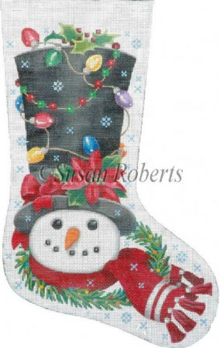 Decorated Snowman - 13 Count Hand Painted Needlepoint Stocking Canvas