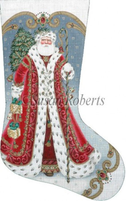 Holly Hills Russian Santa handpainted 18 mesh Needlepoint Canvas Leigh  Design
