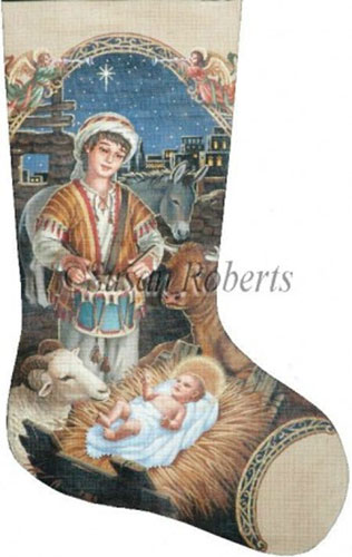 Little Drummer Boy Hand Painted Needlepoint Stocking Canvas