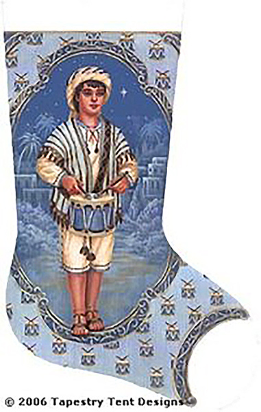 Blue Drummer Boy Hand Painted Needlepoint Stocking Canvas