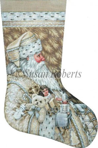 Classic Santa - 18 Count Hand Painted Needlepoint Stocking Canvas