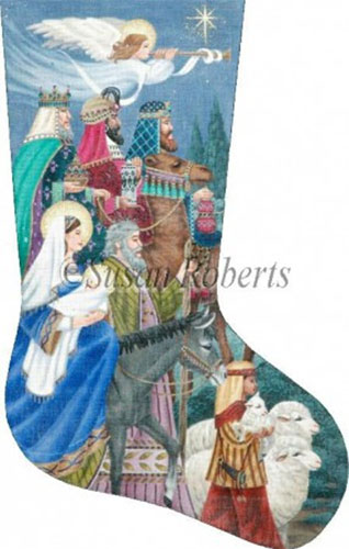 Nativity Hand Painted Needlepoint Stocking Canvas