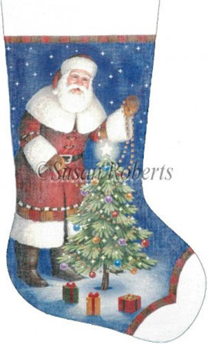Santa's Own Christmas Hand Painted Needlepoint Stocking Canvas