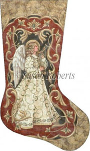 Vintage Angel Hand Painted Needlepoint Stocking Canvas