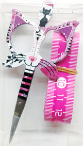 Bohin 3.5" Cat Scissors & Measuring Tape Pink