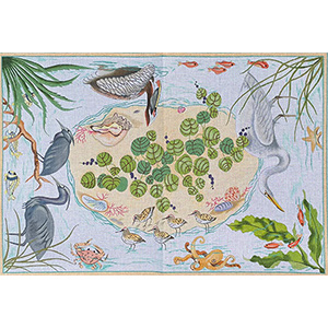 Barbara Eyre Needlepoint Designs - Hand-painted Rug Canvas - Sea Shore Rug