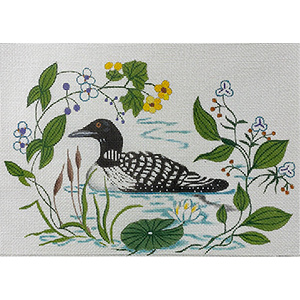 Barbara Eyre Needlepoint Designs - Hand-painted Canvas - Loon