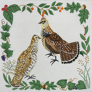 Barbara Eyre Needlepoint Designs - Hand-painted Canvas - Ruffed Grouse