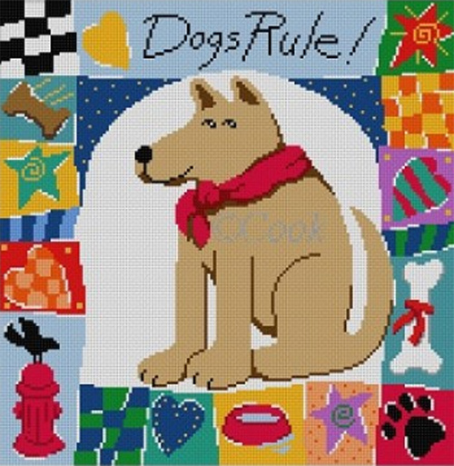 Dogs Rule Hand Painted Canvas