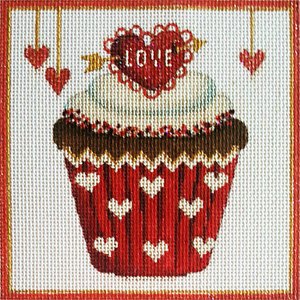 Love Cupcake Hand-painted Needlepoint Canvas