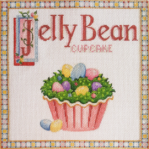 Jelly Bean Cupcake Hand-painted Needlepoint Canvas