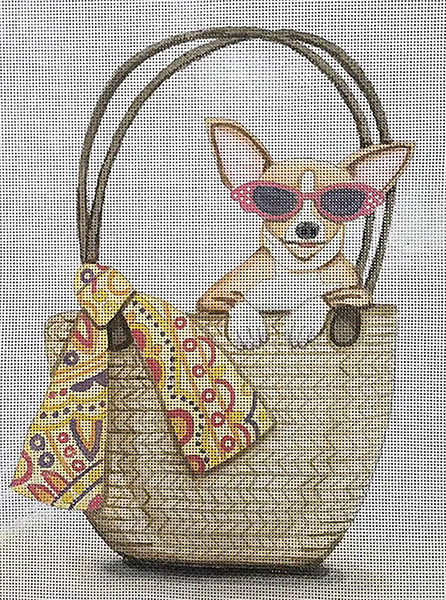 Chihuahua Purse Hand Painted Needlepoint Canvas from Cindi Lynch