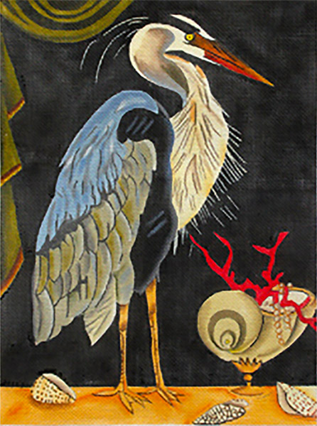 Blue Heron Hand-painted Needlepoint Canvas