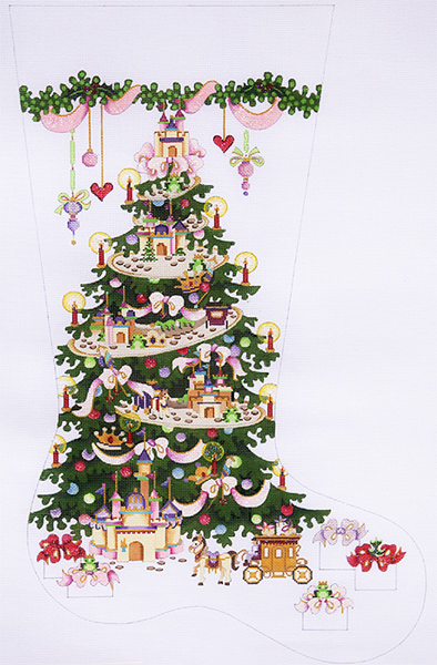 Princess Tree Hand-painted Christmas Stocking Canvas