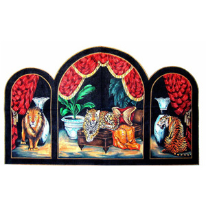 Jungle Cats Triptych with Red Drapes