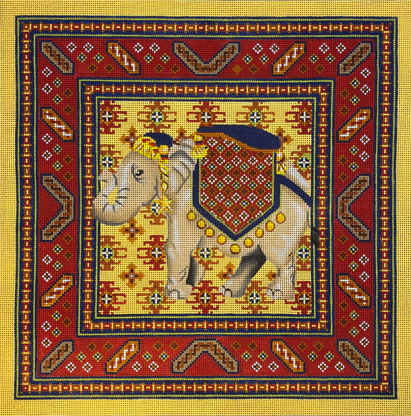 Shanta with Chici 3 Border Hand Painted Needlepoint Canvas