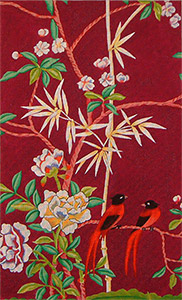 Red Phoenix with Burgundy Background